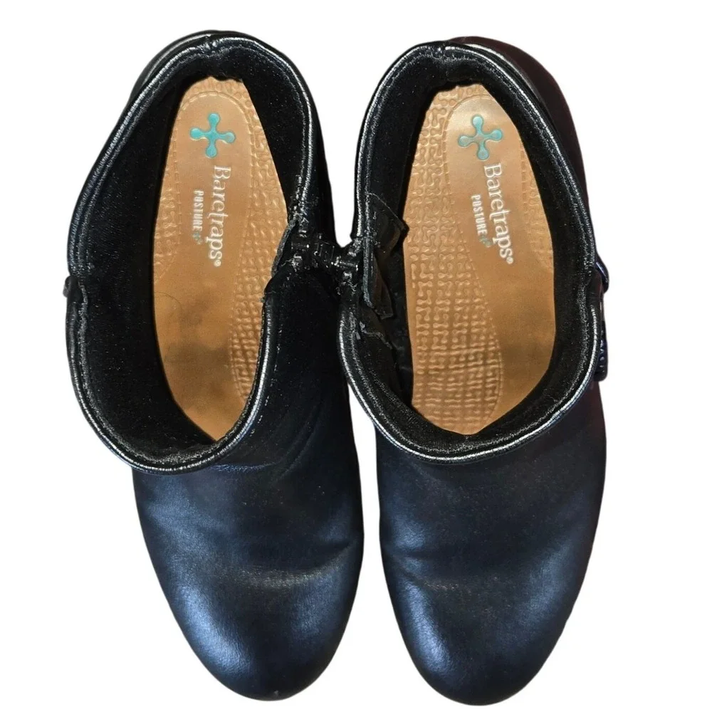Baretraps Black Ankle Boots Round‎ Toe Faux Leather Comfort Casual Shoes